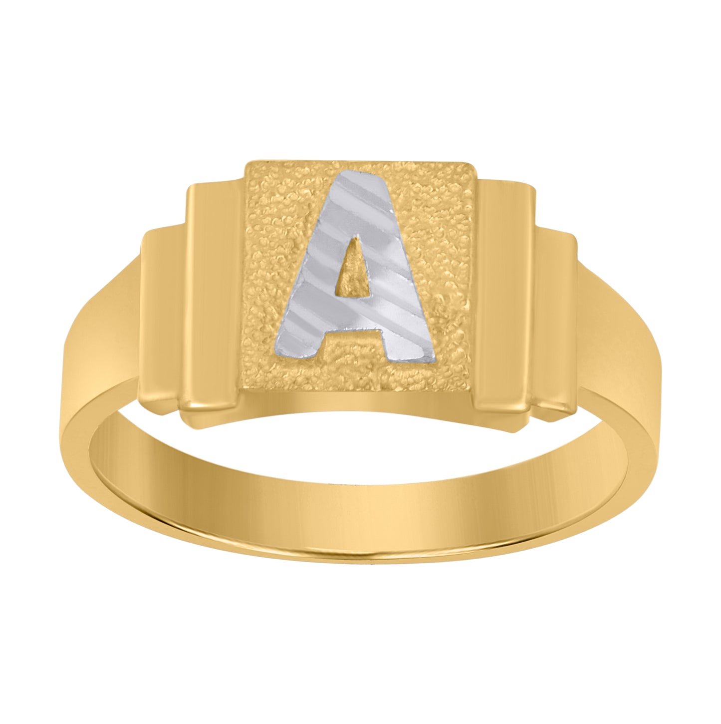 10K Two-Tone Gold Unisex Initial Alphabet Bridal Anniversary Engagement Wedding Ring