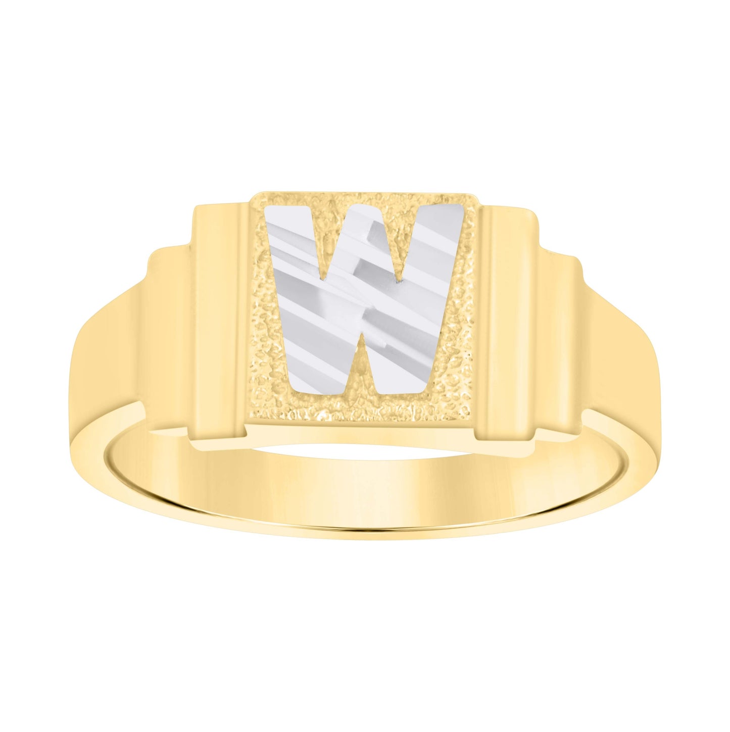 10K Two-Tone Gold Unisex Initial Alphabet Bridal Anniversary Engagement Wedding Ring