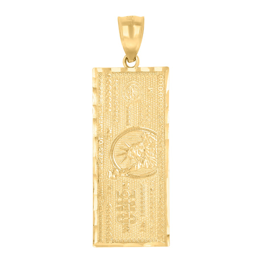 10K Yellow Gold Mens One Million Dollar Fashion Charm Pendant