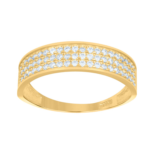 10K Two-Tone Gold Womens Round Cubic Zirconia Three Row Engagement Ring