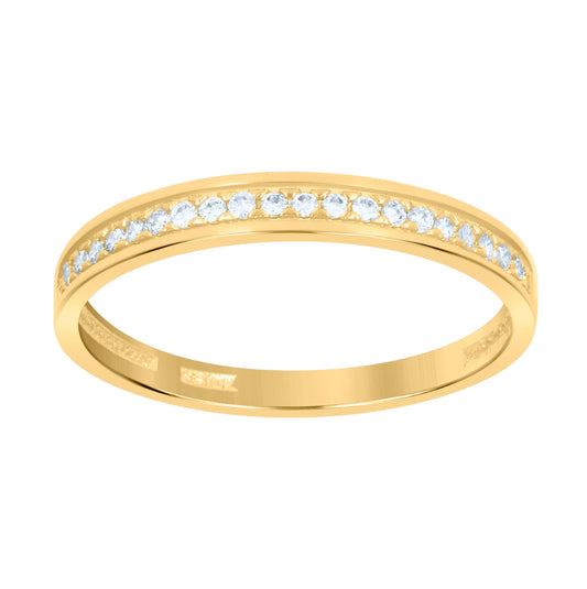 10K Two-Tone Gold Womens Round Cubic Zirconia One Row Engagement Ring
