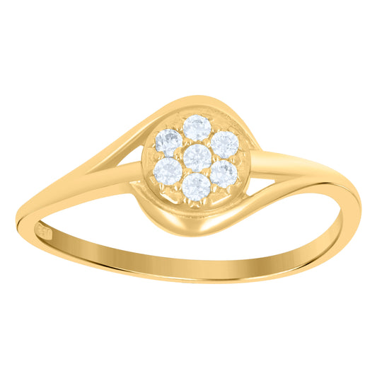 10K Two-Tone Gold Womens Cubic Zirconia Twisted Engagement Ring