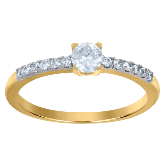 10K Two-Tone Gold Womens Cubic Zirconia Engagement Ring