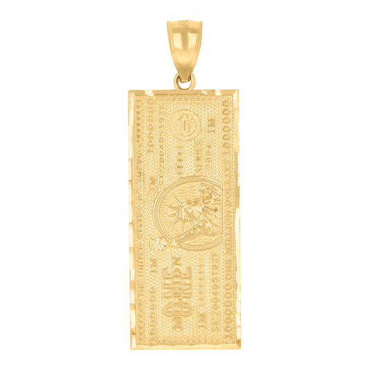10K Yellow Gold Mens One Million Dollar Fashion Charm Pendant