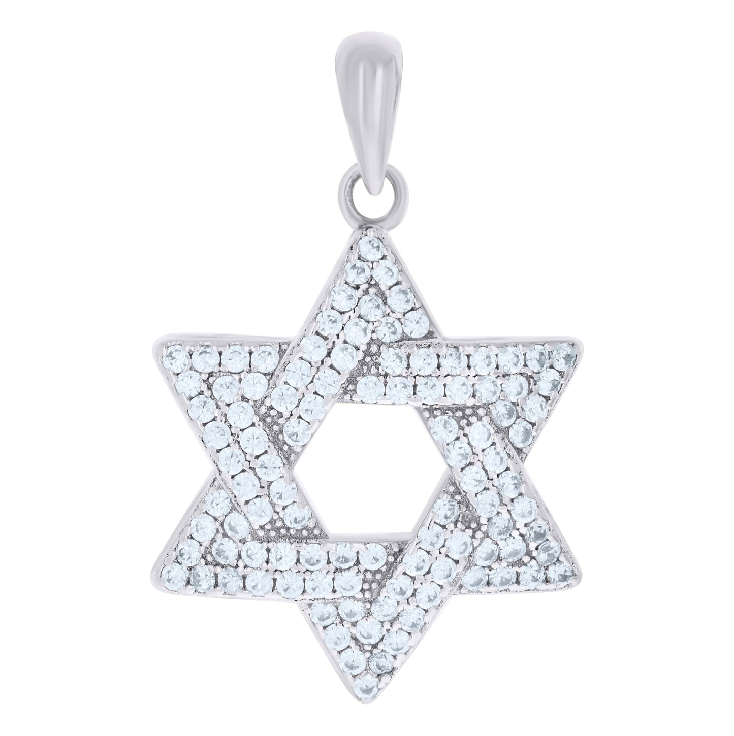 Sterling Silver Unisex Cubic-Zirconia Star Of David Symbol Religious Charm Pendant