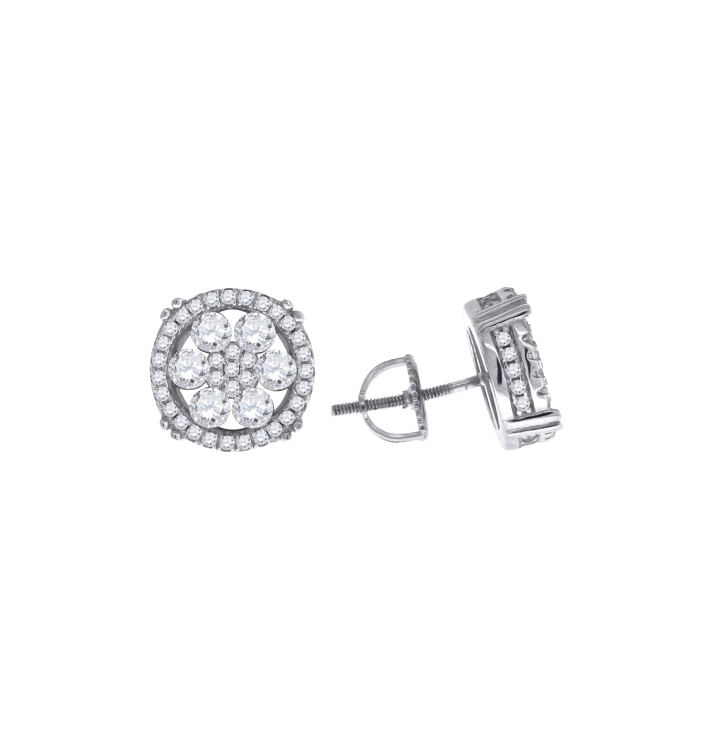 Sterling Silver Or Yellow-Tone Womens Cubic Zirconia Round Stud Earrings