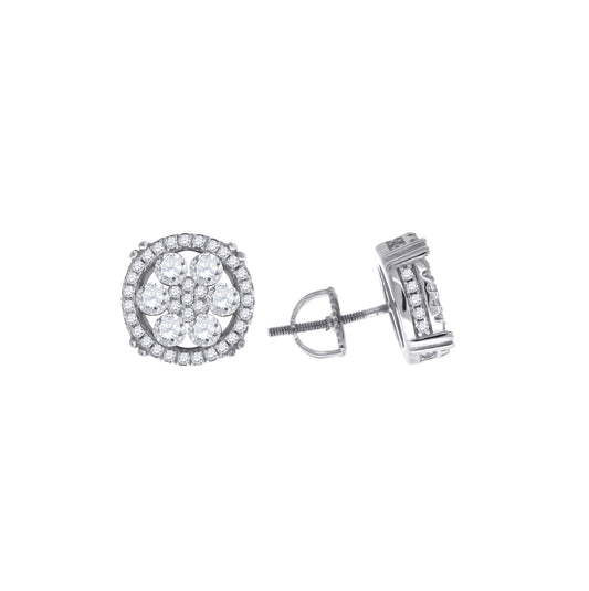 Sterling Silver Or Yellow-Tone Womens Cubic Zirconia Round Stud Earrings