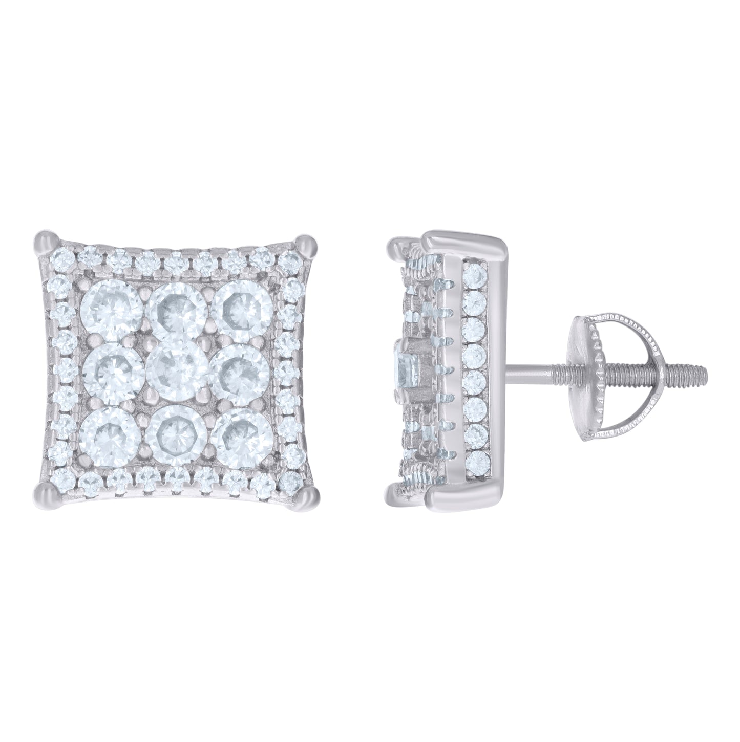 Sterling Silver Or Yellow-Tone Womens Cubic Zirconia Kite Stud Earrings