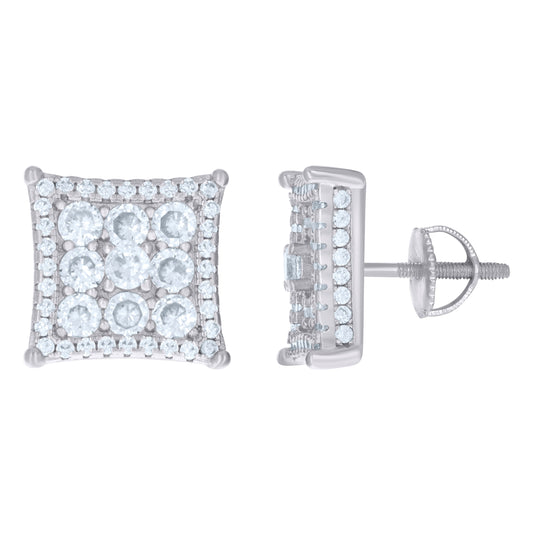 Sterling Silver Or Yellow-Tone Womens Cubic Zirconia Kite Stud Earrings