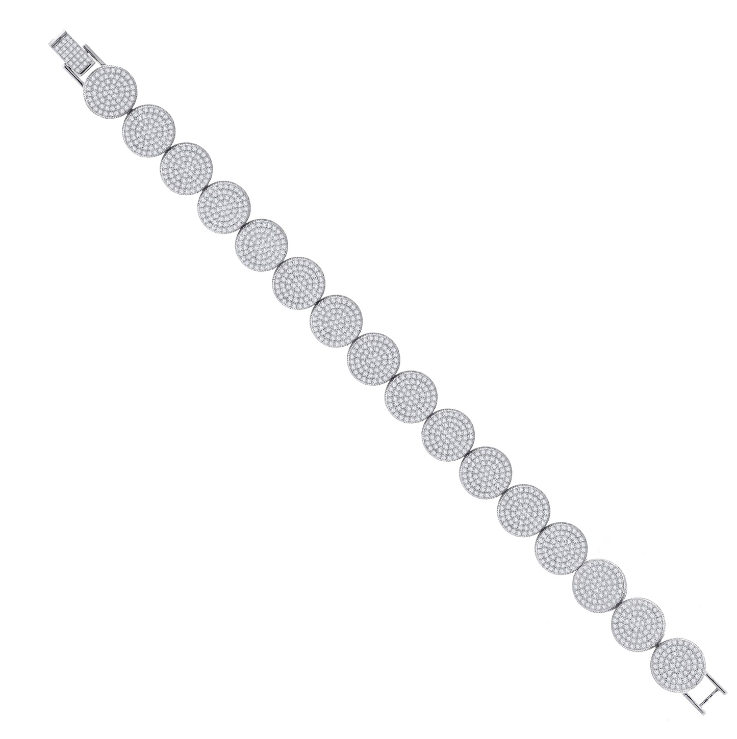 Sterling Silver Womens Micropave Cubic Zirconia Link Bracelet
