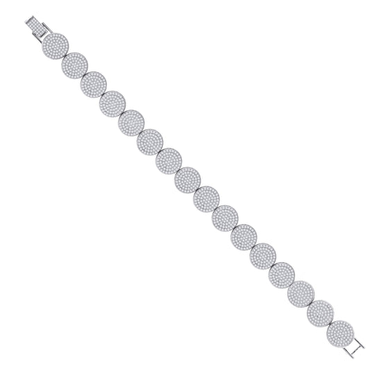 Sterling Silver Womens Micropave Cubic Zirconia Link Bracelet