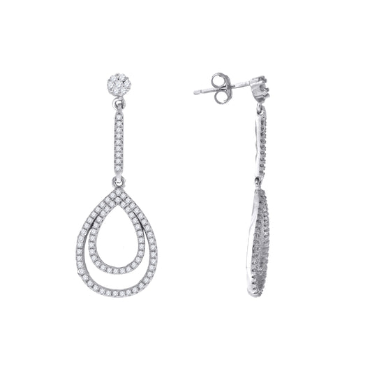 Sterling Silver Womens Cubic Zirconia Dangle Earrings