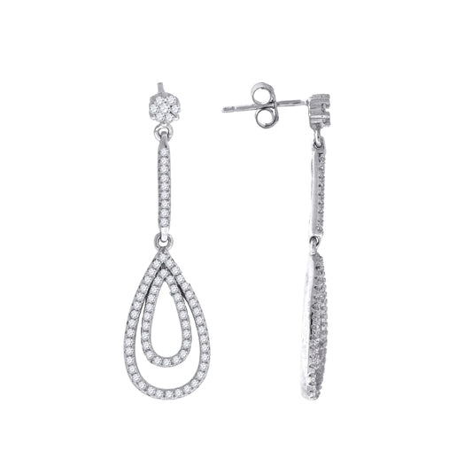 Sterling Silver Womens Cubic Zirconia Dangle Earrings