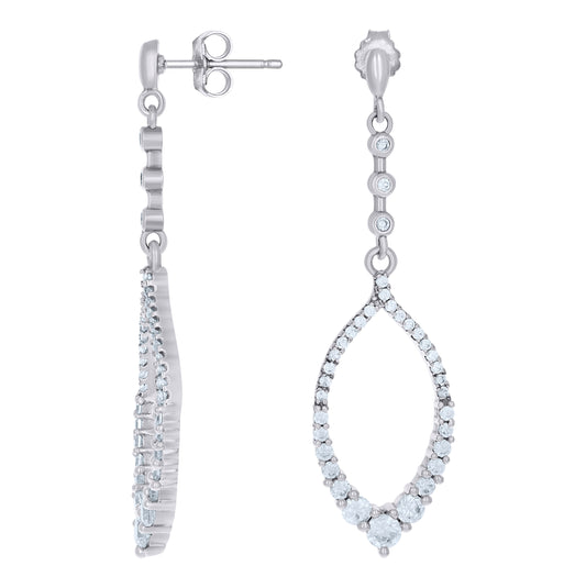 Sterling Silver Womens Cubic-Zirconia Fashion Danglers Earrings