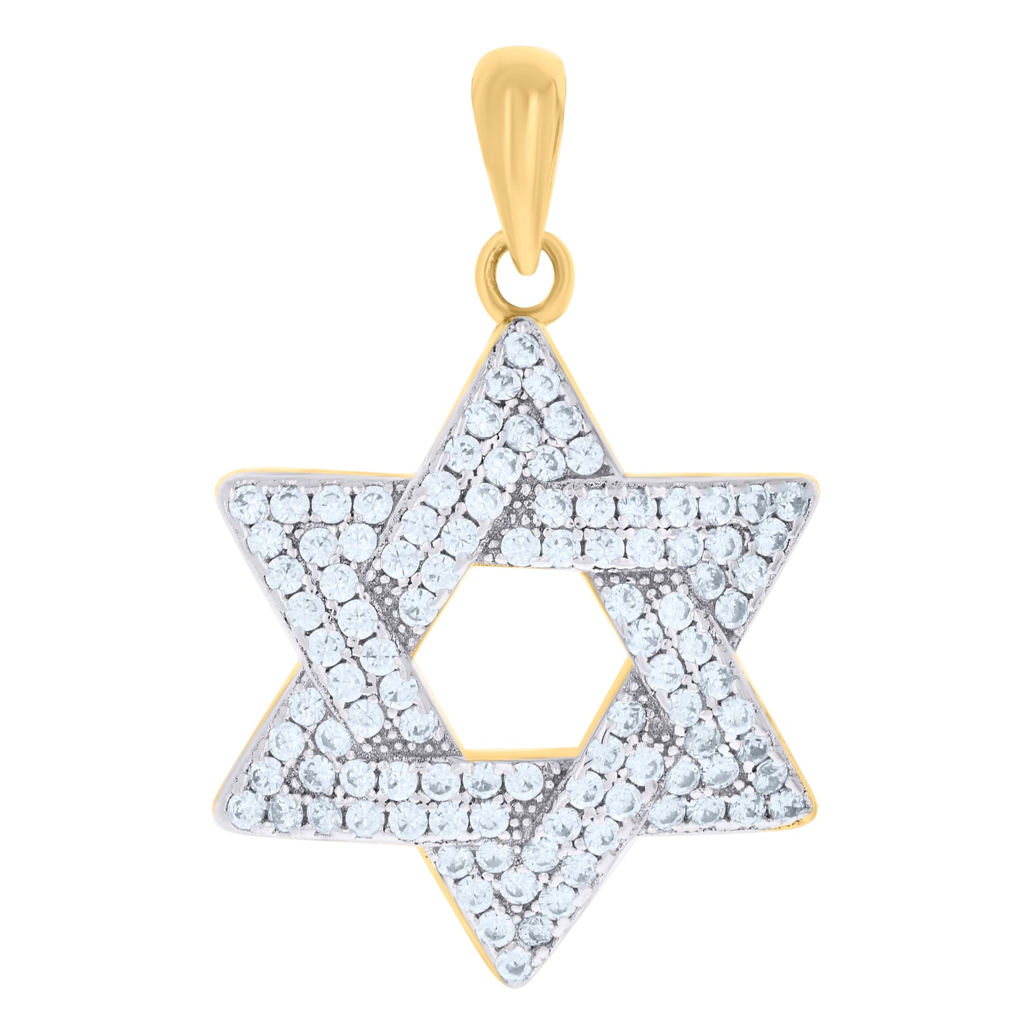 Sterling Silver Unisex Cubic-Zirconia Star Of David Symbol Religious Charm Pendant