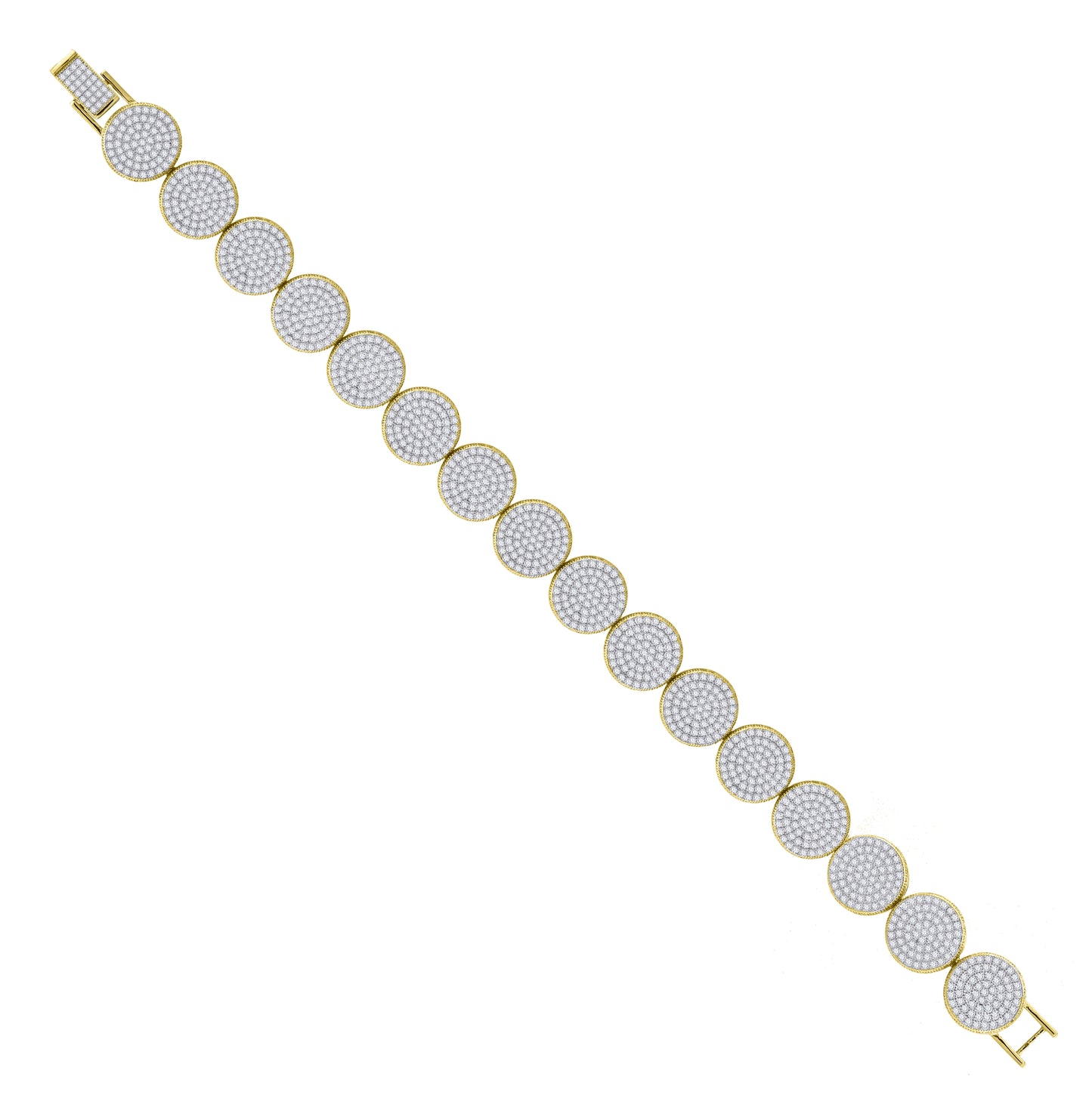 Sterling Silver Womens Micropave Cubic Zirconia Link Bracelet