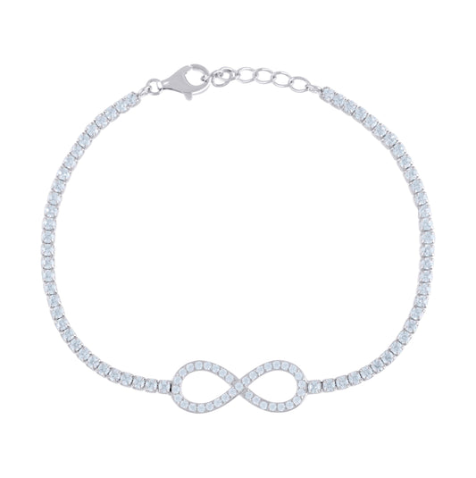 Sterling Silver Womens Cubic Zirconia Fancy Infinity Bracelet