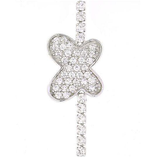 Sterling Silver Womens Cubic Zirconia Fancy Butterfly Bracelet