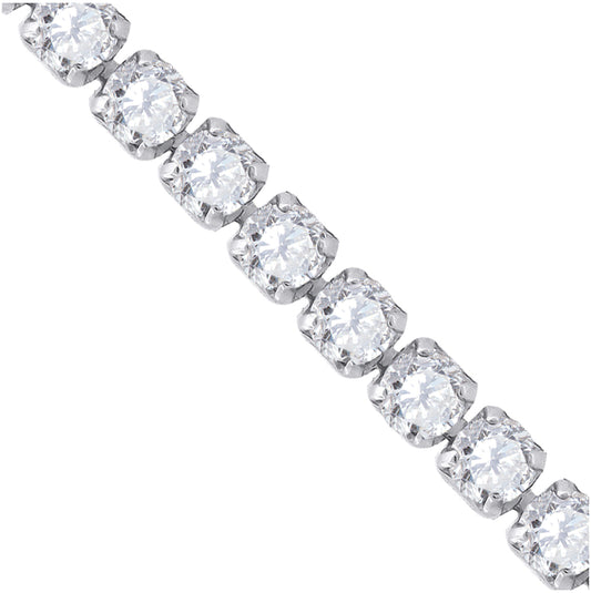Sterling Silver Womens Cubic Zirconia Fancy Tennis Bracelet
