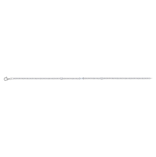 Sterling Silver Womens Cubic Zirconia Fancy Tennis Baguette & Round Bracelet