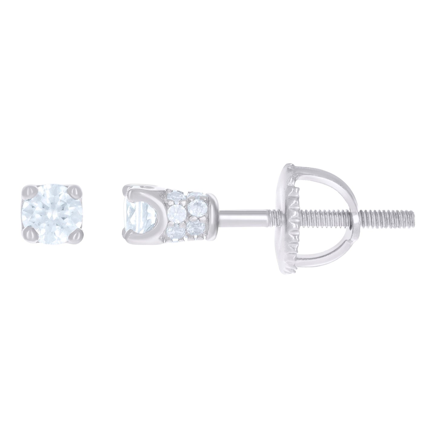Sterling Silver Yellow-Tone Womens Cubic Zirconia Round Stud Earrings