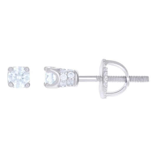 Sterling Silver Yellow-Tone Womens Cubic Zirconia Round Stud Earrings