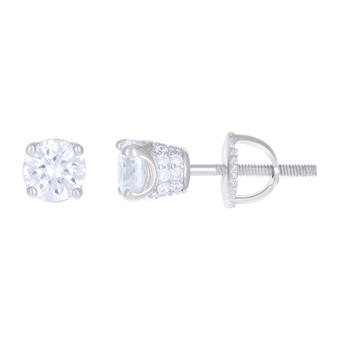 Sterling Silver Yellow-Tone Womens Cubic Zirconia Round Stud Earrings