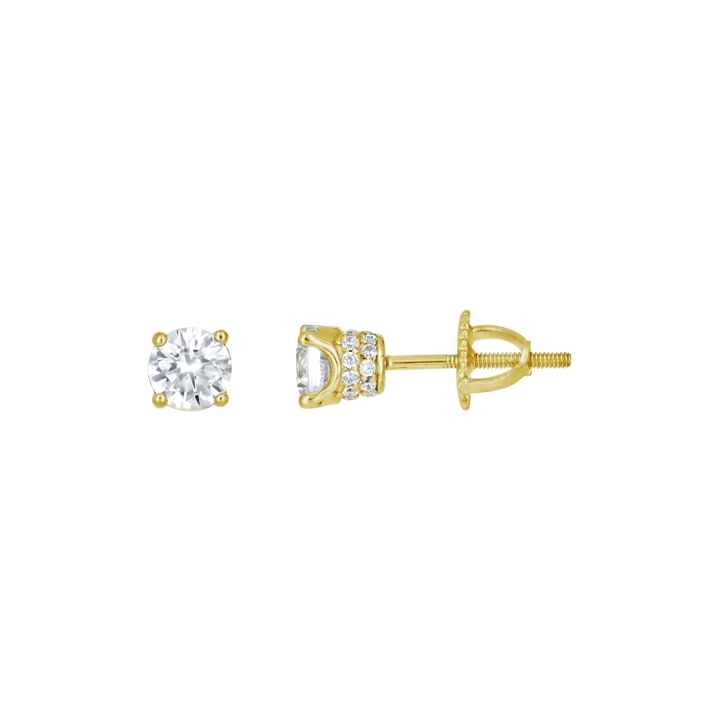 Sterling Silver Yellow-Tone Womens Cubic Zirconia Round Stud Earrings