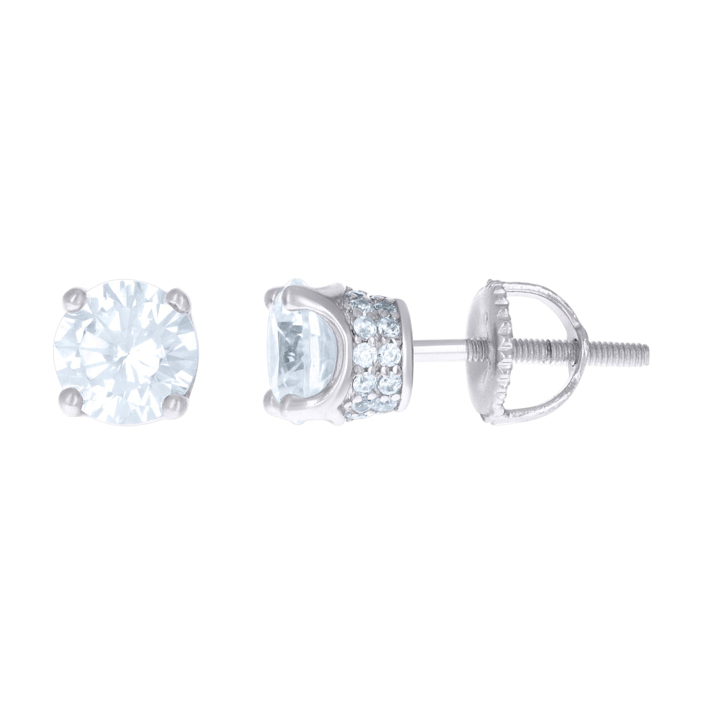 Sterling Silver Yellow-Tone Womens Cubic Zirconia Round Stud Earrings