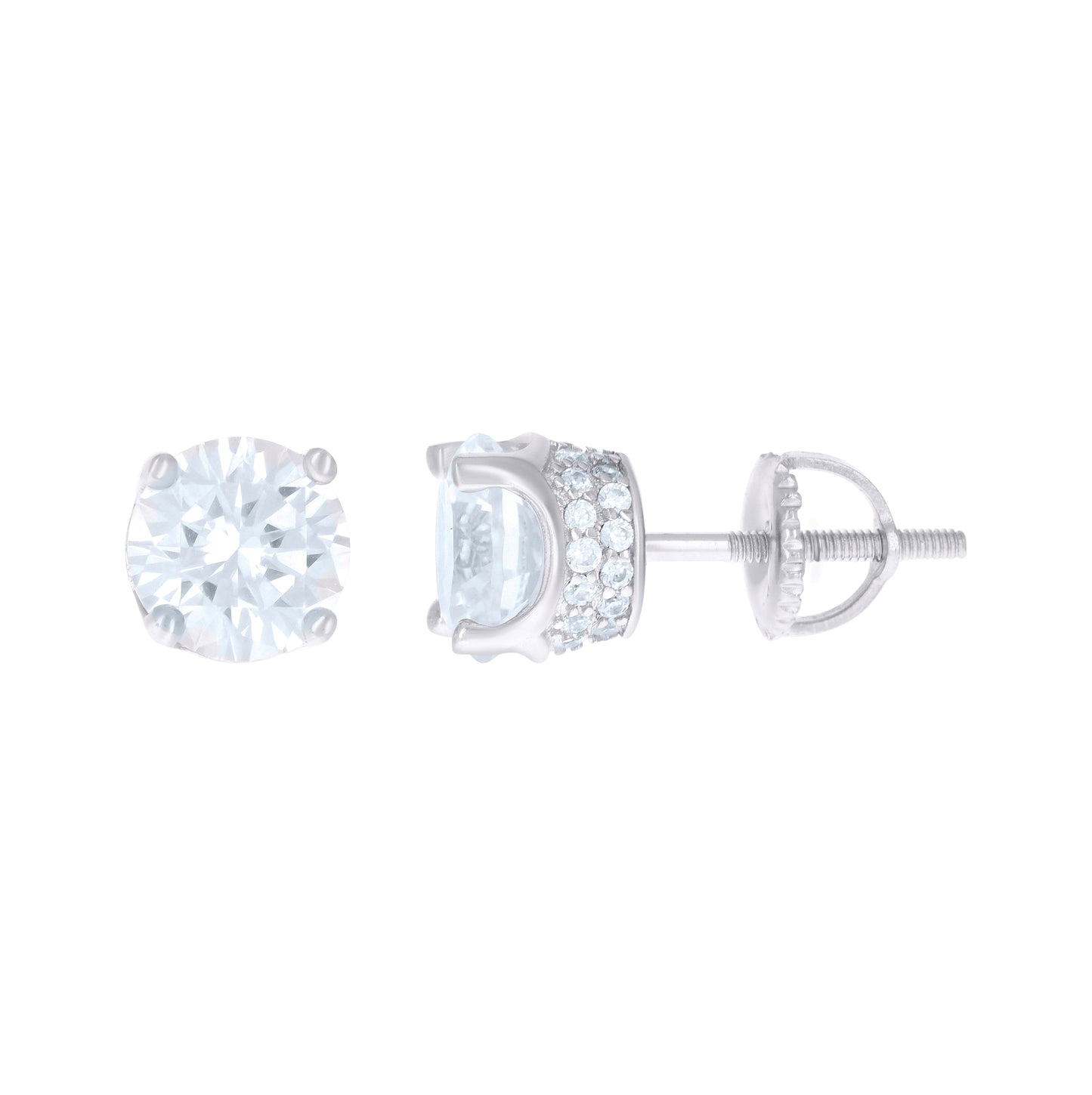 Sterling Silver Yellow-Tone Womens Cubic Zirconia Round Stud Earrings