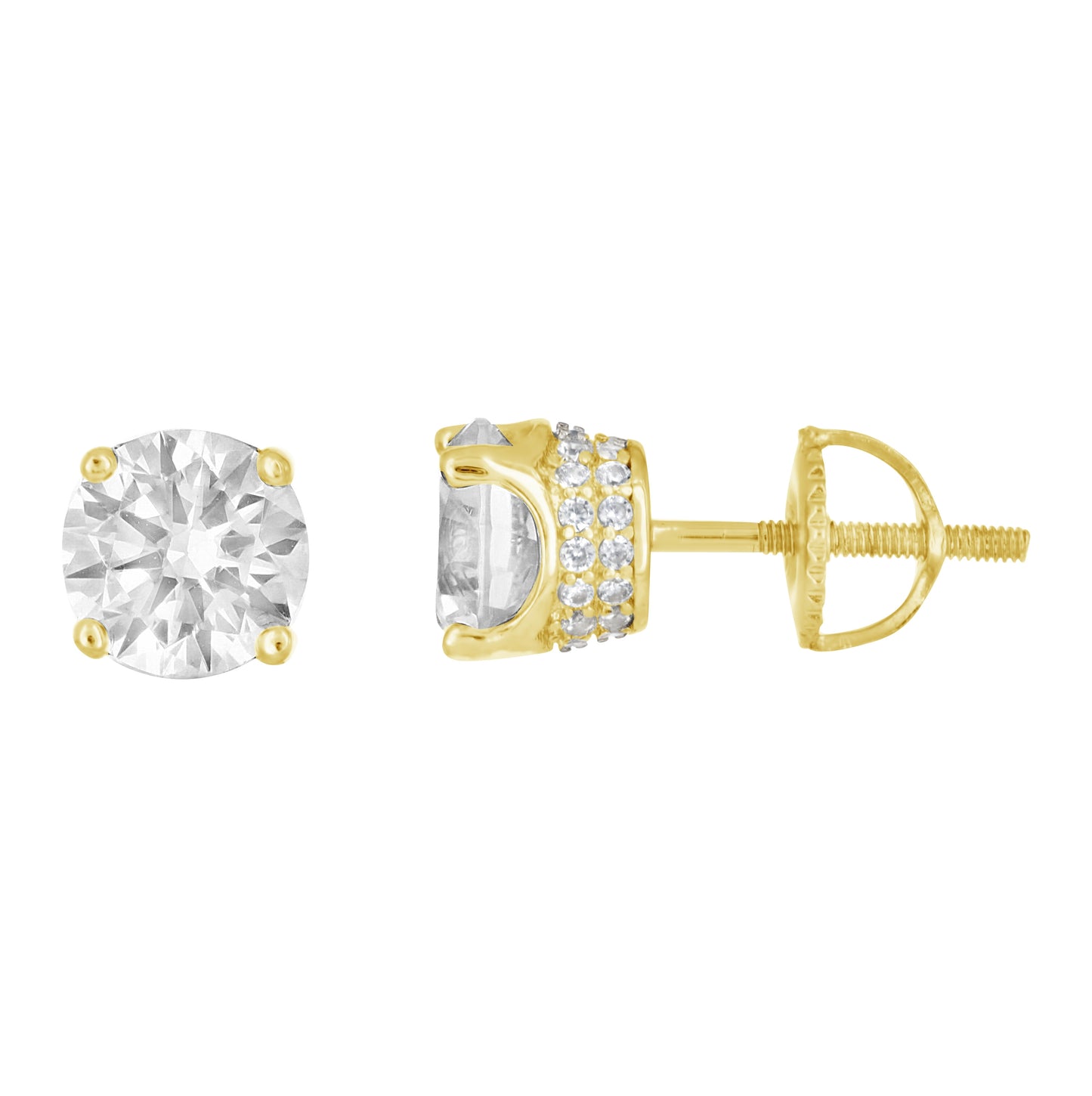 Sterling Silver Yellow-Tone Womens Cubic Zirconia Round Stud Earrings