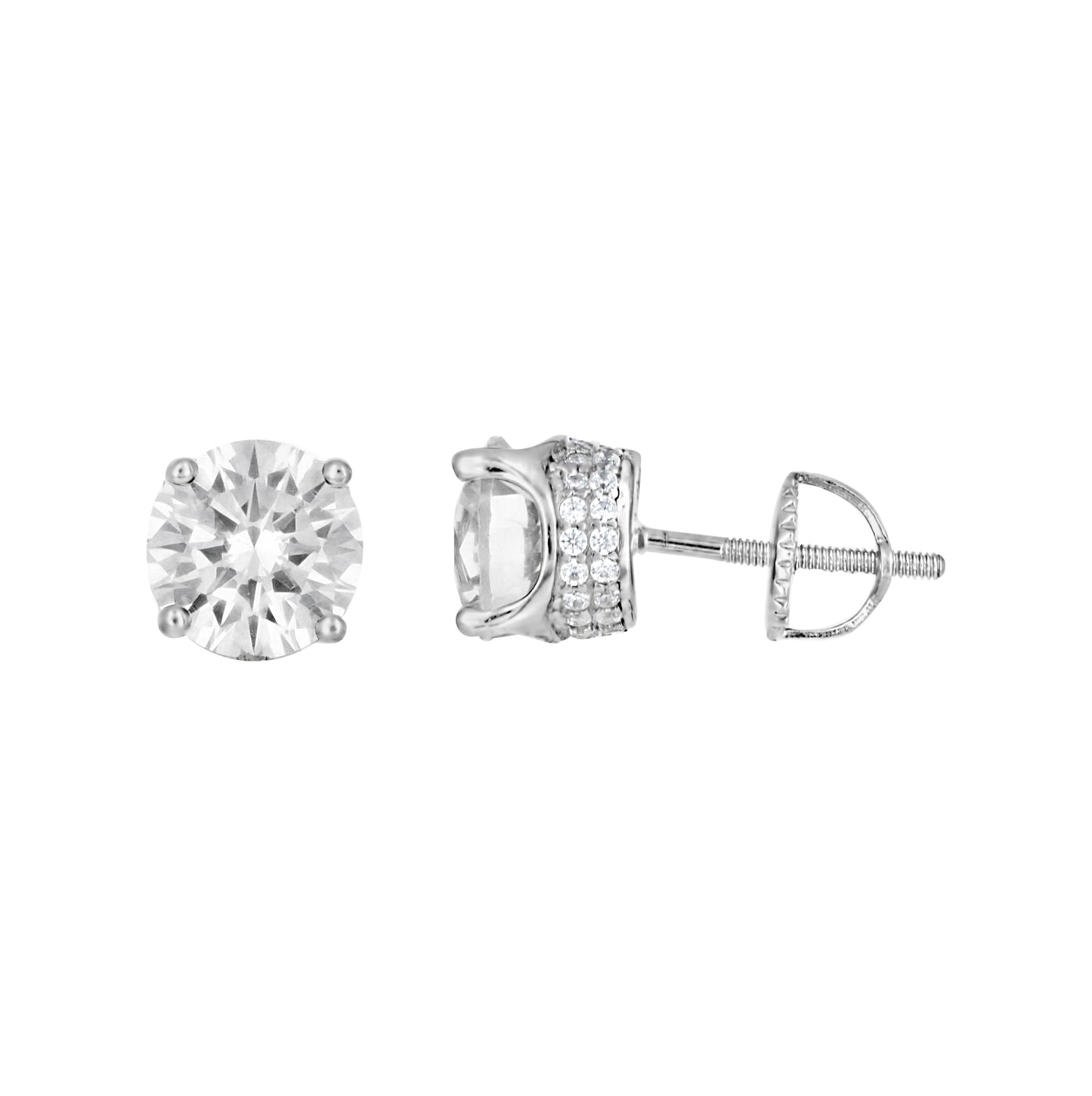 Sterling Silver Yellow-Tone Womens Cubic Zirconia Round Stud Earrings