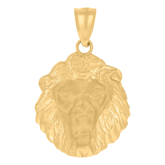 10K Two-Tone Gold Mens Zodiac Sign Leo Lion Head Charm Pendant