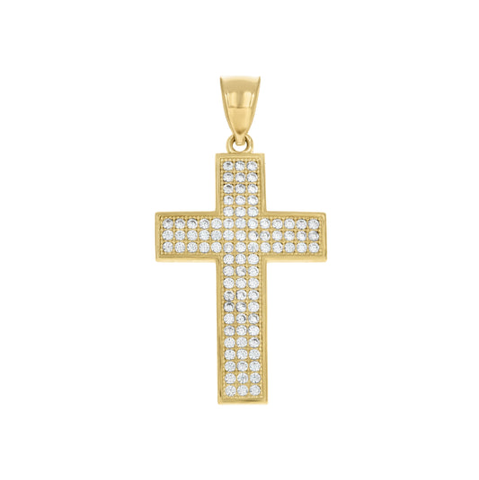 10K Two-Tone Gold Unisex Cubic Zirconia Cubic-Zirconia Cross Religious Charm Pendant