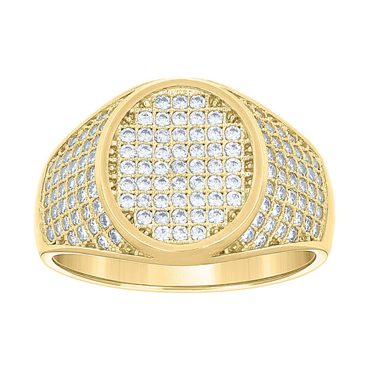 10K Two-Tone Gold Mens Cubic Zirconia Oval Engagement Ring