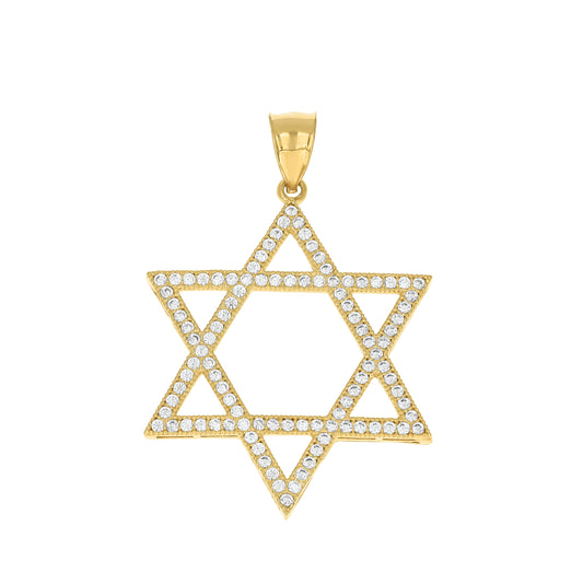 10K Two-Tone Gold Mens Cubic Zirconia Cubic-Zirconia Star Of David Charm Pendant