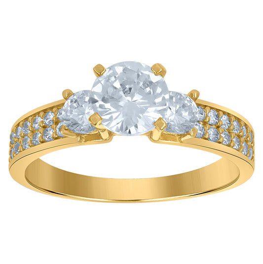 10K Two-Tone Gold Womens Cubic Zirconia Engagement Ring