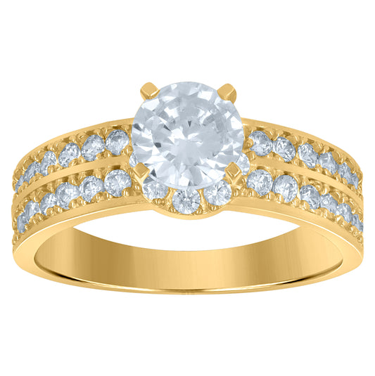 10K Two-Tone Gold Womens Cubic Zirconia Halo Engagement Ring