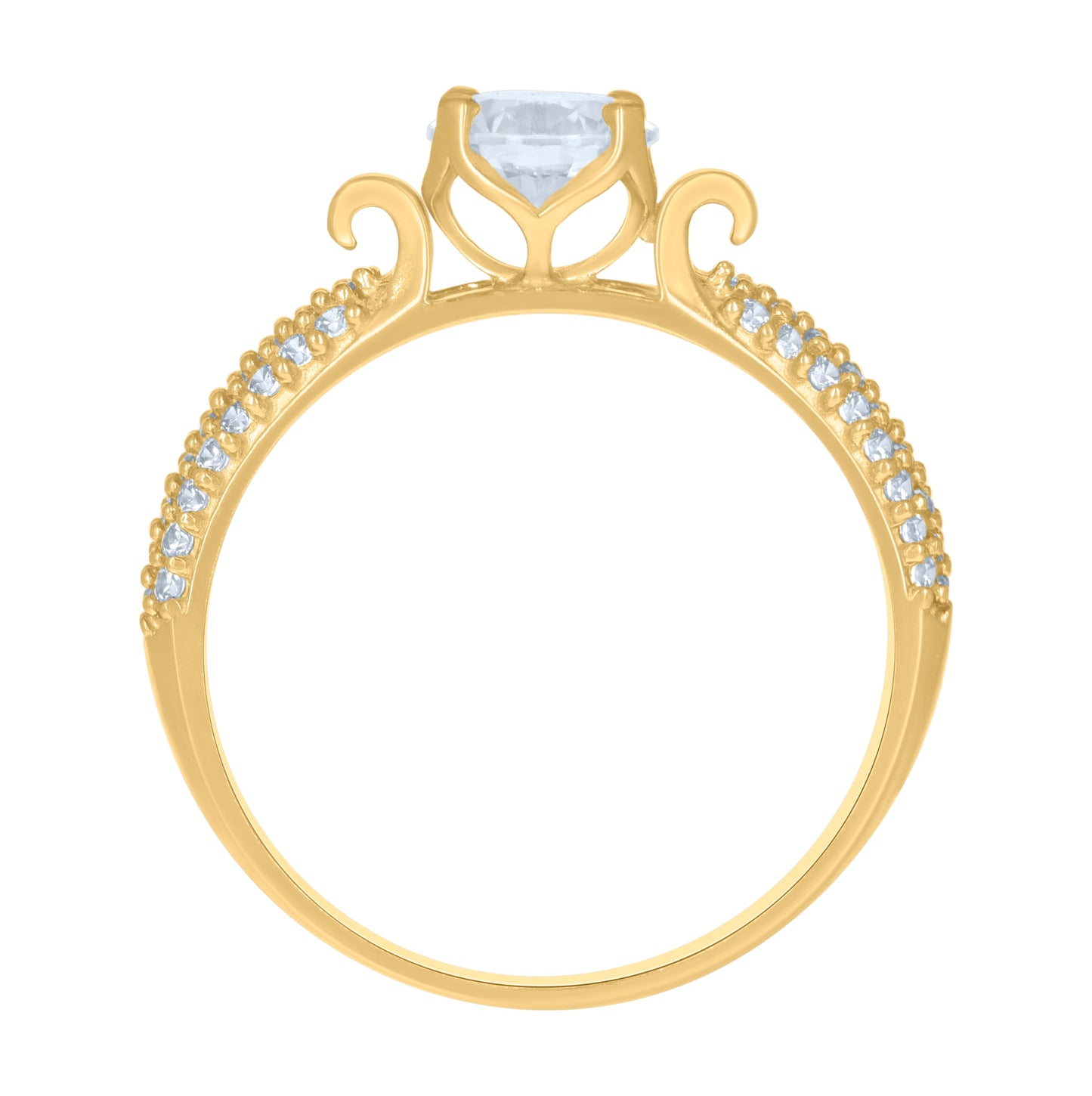 10K Yellow Gold Womens Cubic-Zirconia Engagement Ring