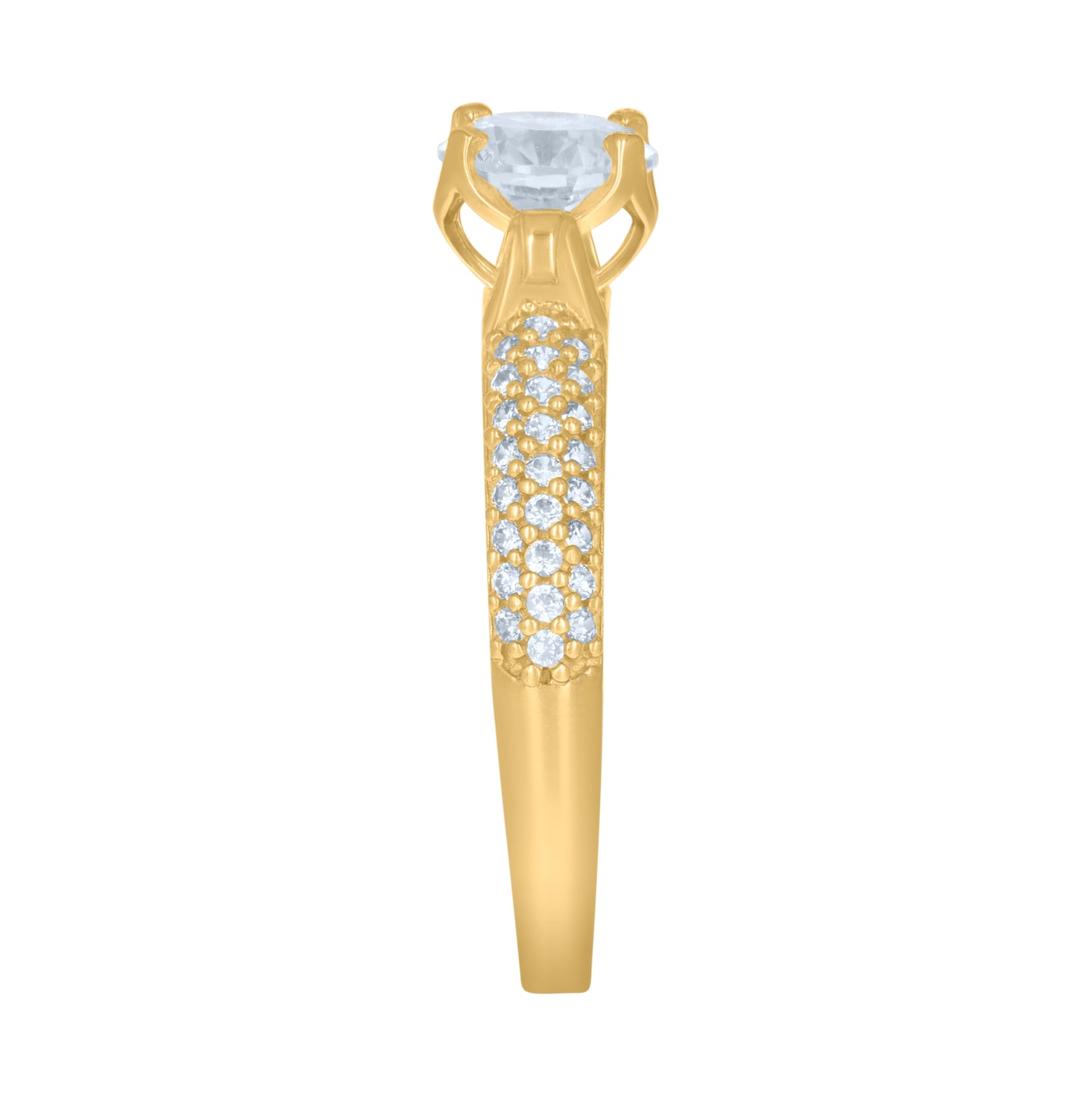 10K Yellow Gold Womens Cubic-Zirconia Engagement Ring