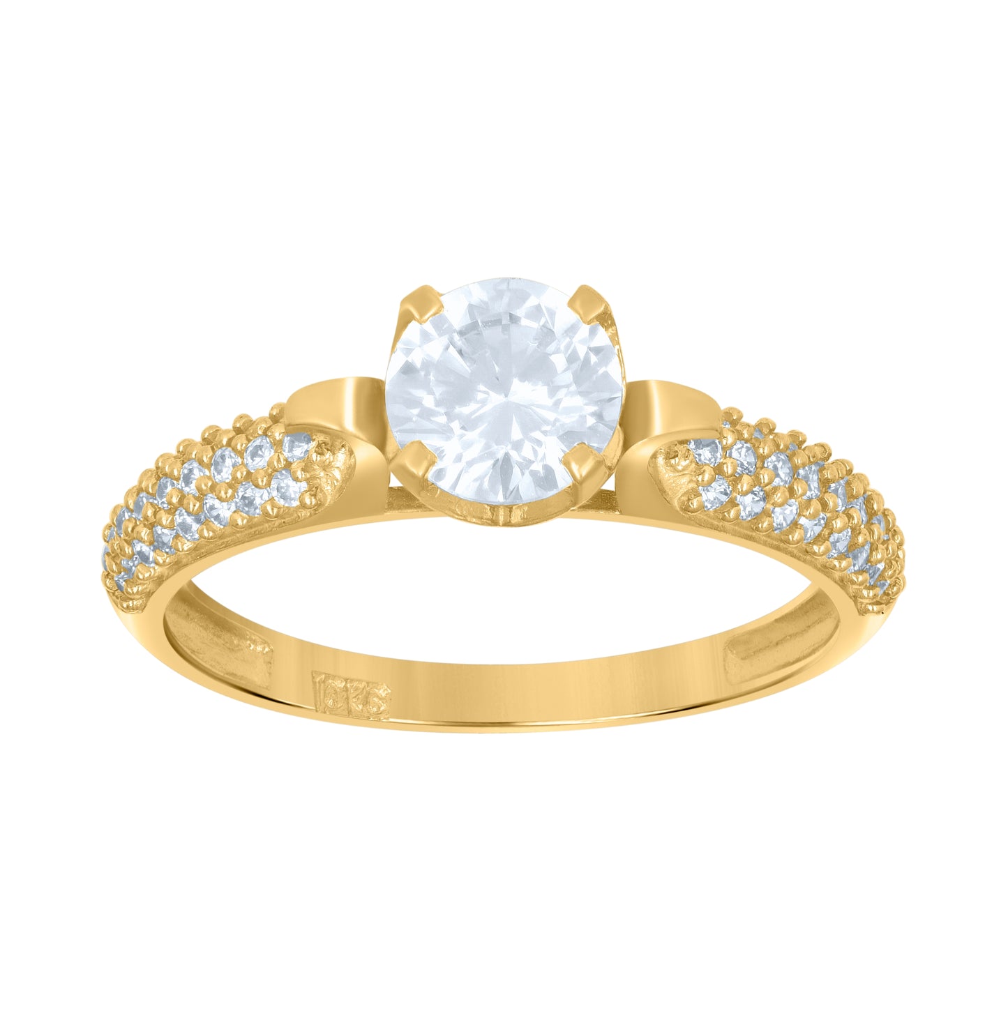 10K Yellow Gold Womens Cubic-Zirconia Engagement Ring