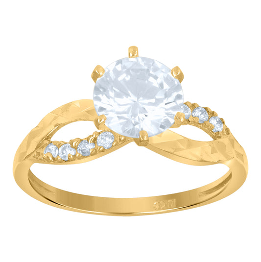 10K Two-Tone Gold Womens Cubic Zirconia Diamond Cut Love Infinity Engagement Ring