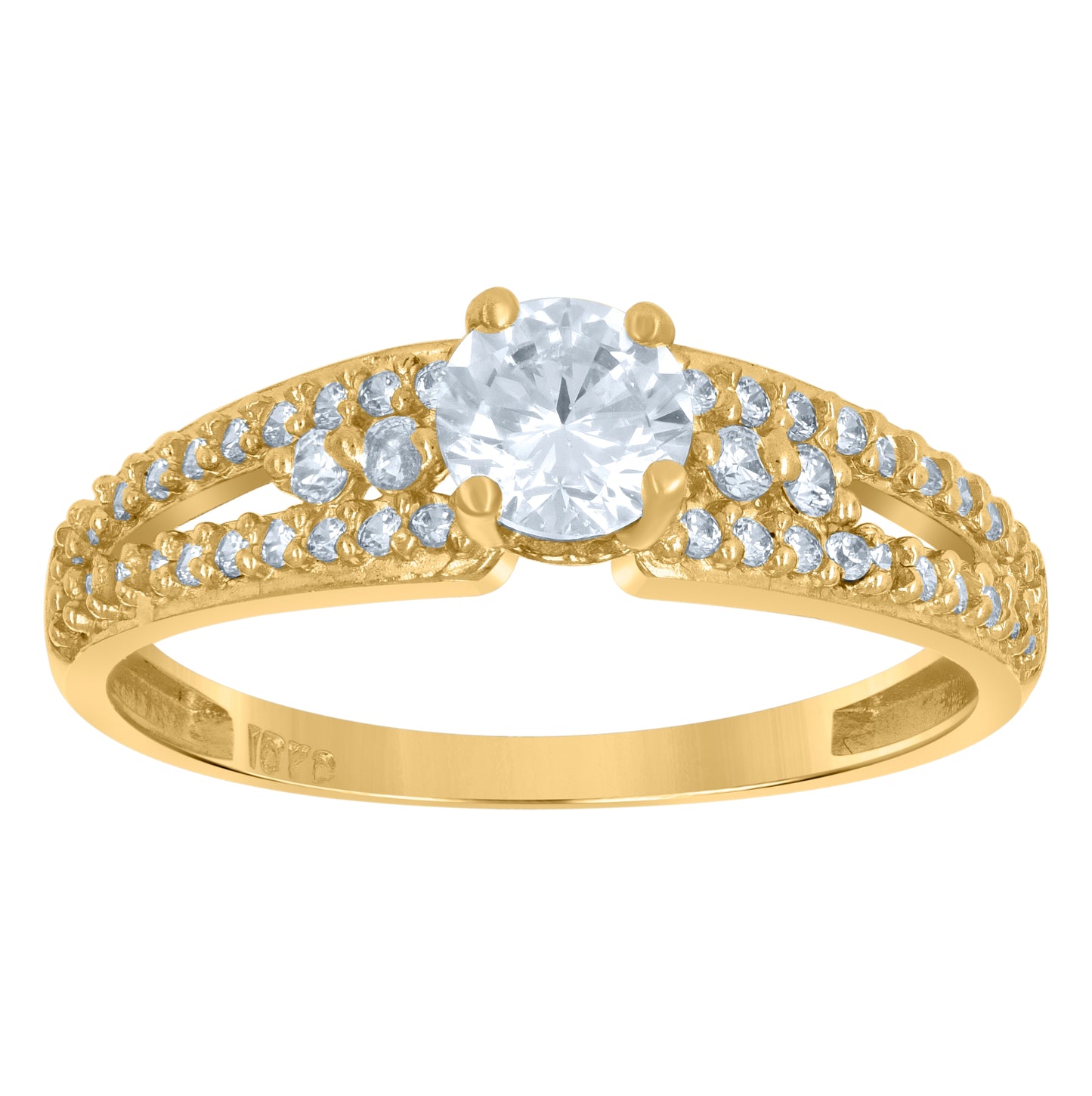 10K Yellow Gold Womens Cubic-Zirconia Engagement Ring