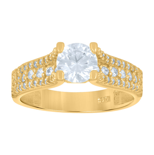 10K Two-Tone Gold Womens Cubic Zirconia Engagement Ring