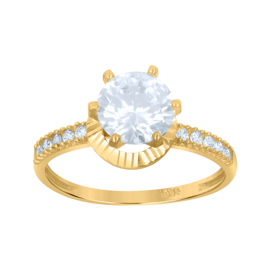 10K Two-Tone Gold Womens Cubic Zirconia Diamond Cut Engagement Ring