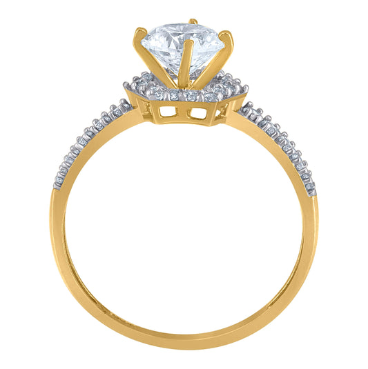 10K Two-Tone Gold Womens Cubic Zirconia Engagement Ring
