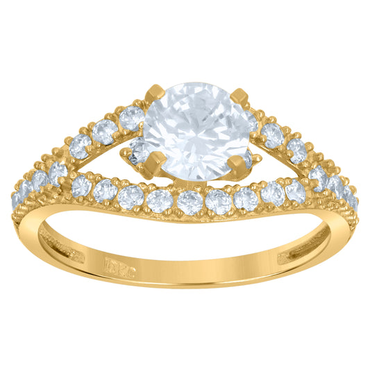10K Two-Tone Gold Womens Cubic Zirconia Engagement Ring