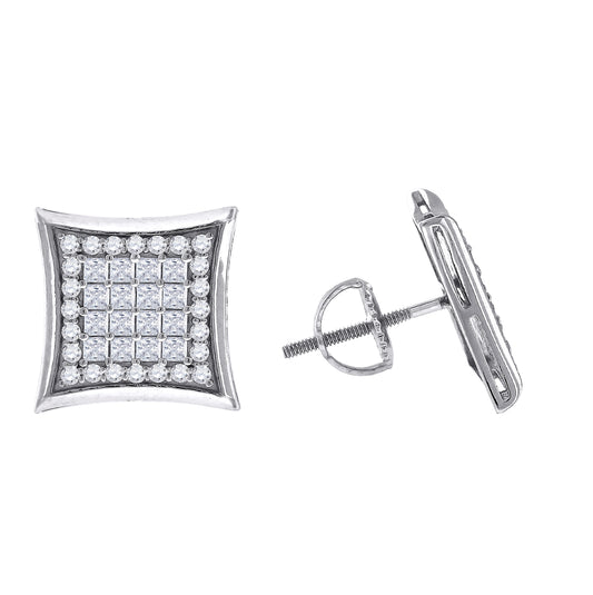 Sterling Silver Or Yellow-Tone Mens Princess Cubic Zirconia Kite Stud Earrings