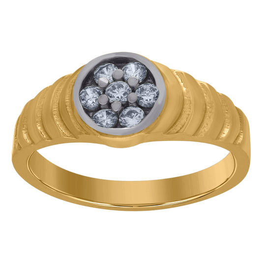 10K Two-Tone Gold Womens Round Cubic Zirconia Engagement Ring