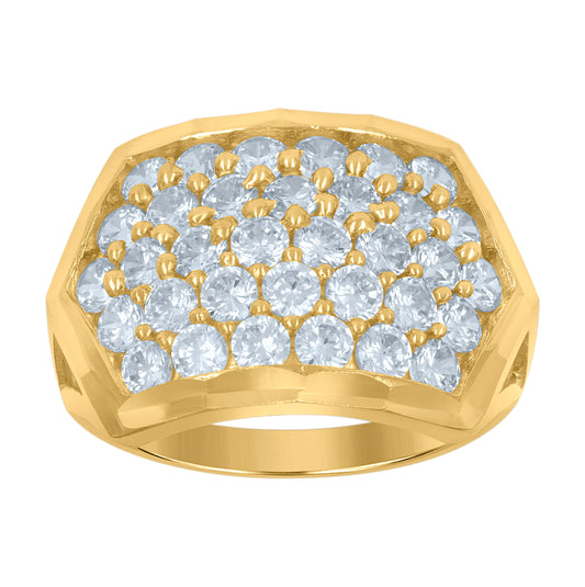 10K Two-Tone Gold Mens Cubic Zirconia Diamond Cut Engagement Ring